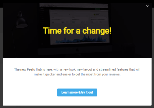 product redesign announcement modal window made with Appcues.