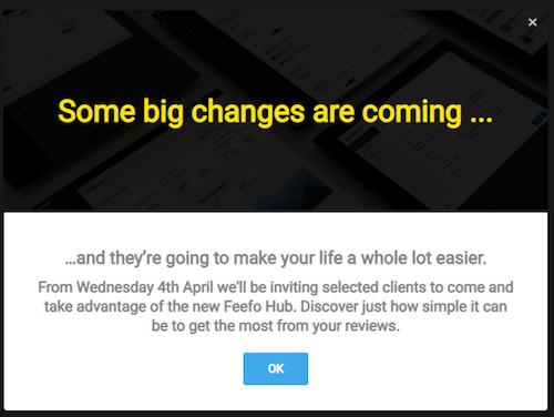 product redesign announcement teaser modal window made with Appcues.