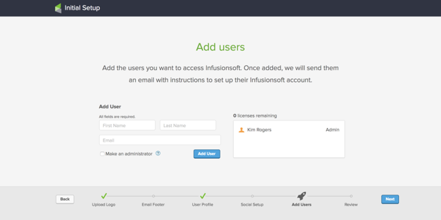 Infusionsoft Trial User Onboarding