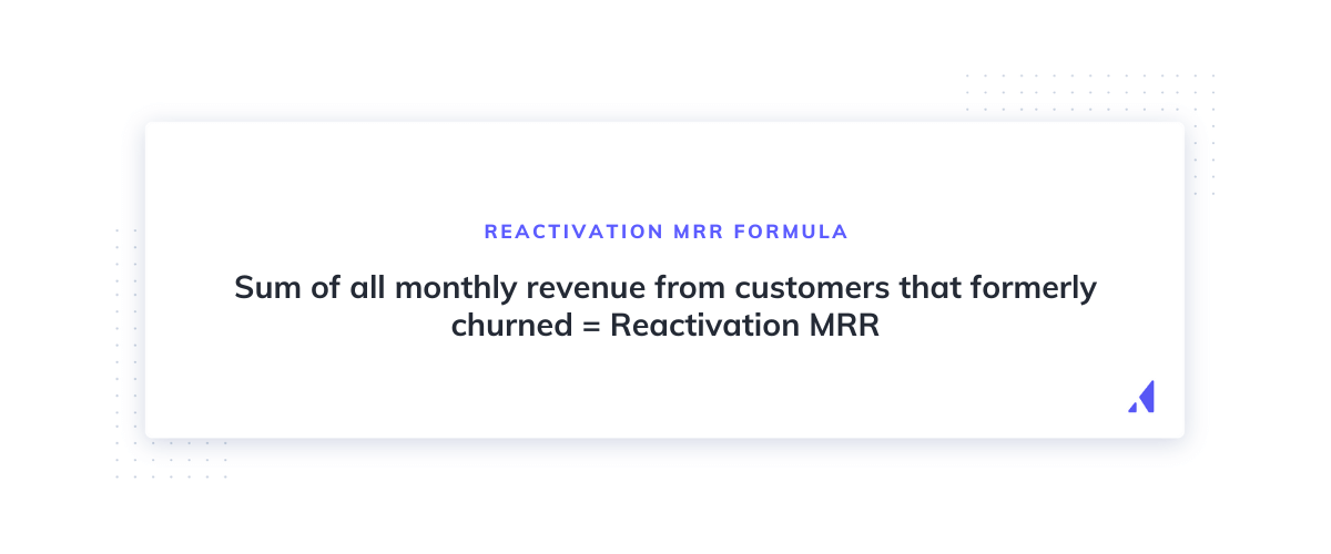 reactivation monthly recurring revenue (MRR) formula
