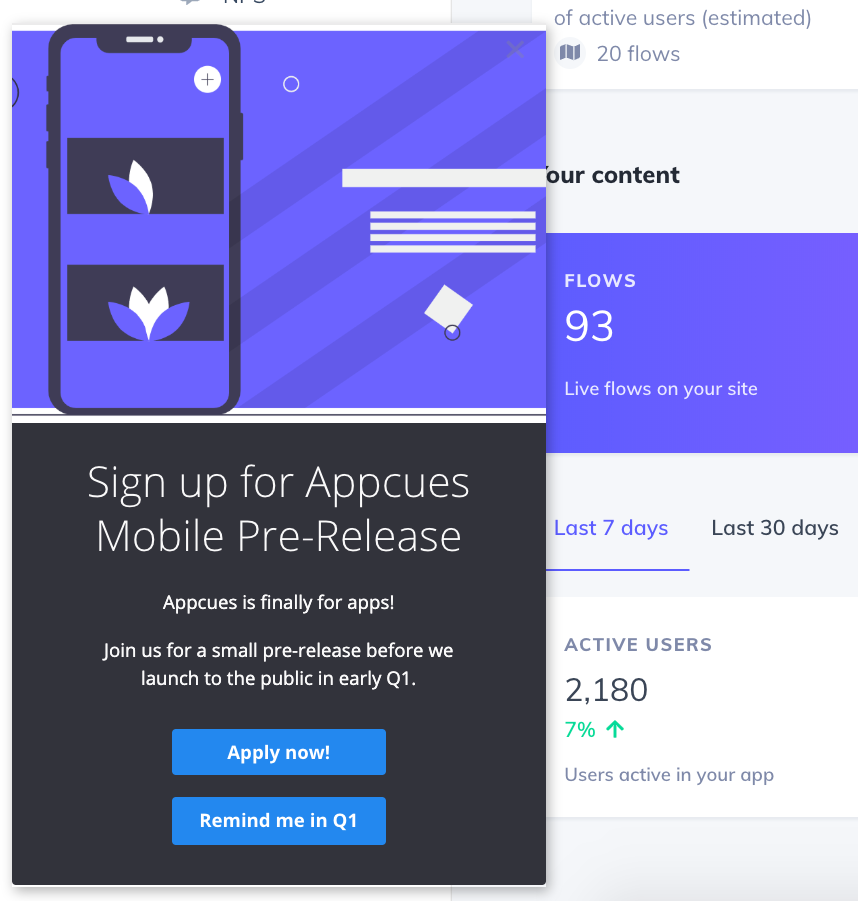 mobile beta pre release announcement signup prompt slideout