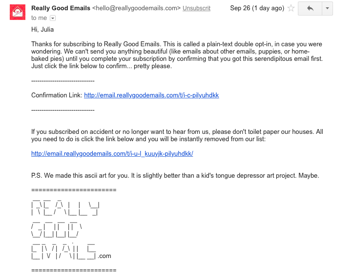 really good emails email confirmation