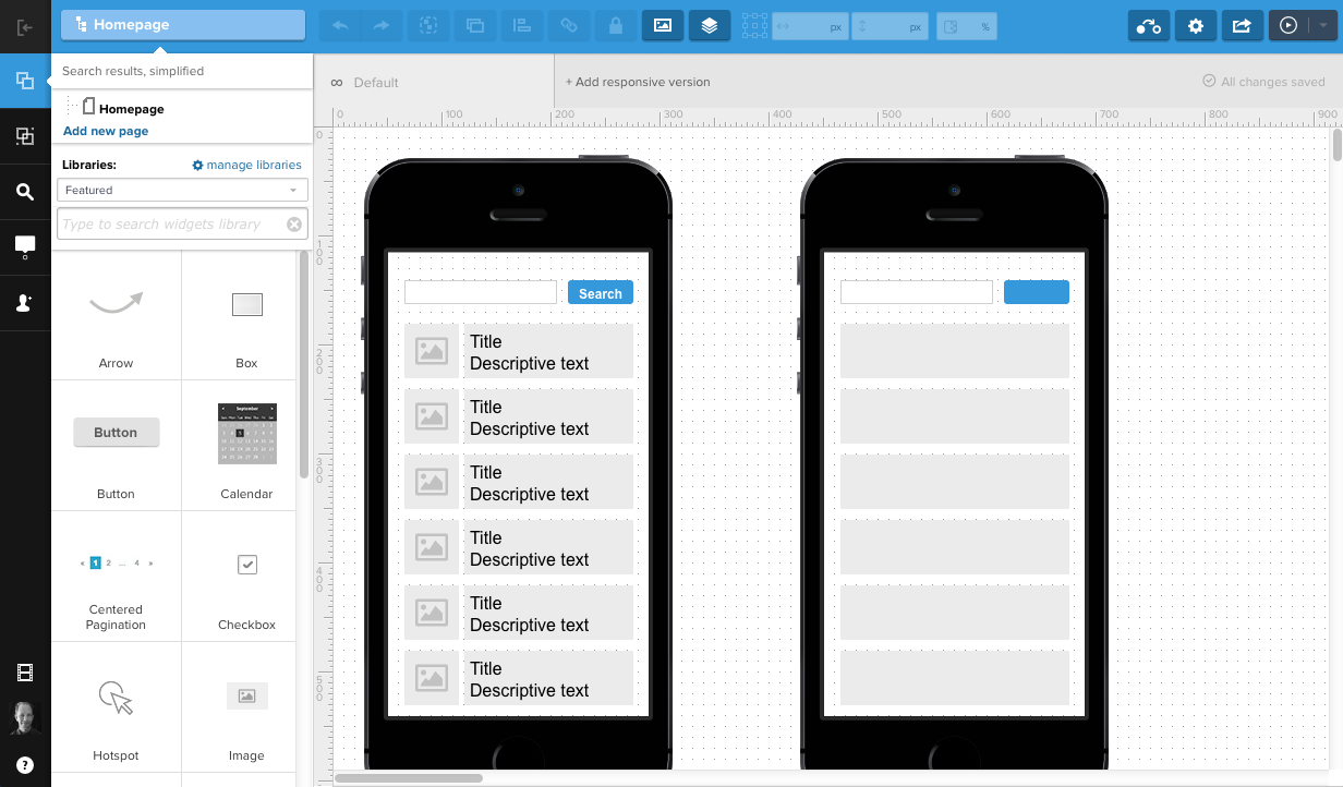 A screenshot of UXPin demonstrating how to build prototypes using their platform.