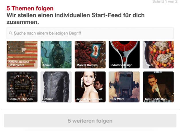 this is a screenshot image from pinterest's german website showing personalization and localization