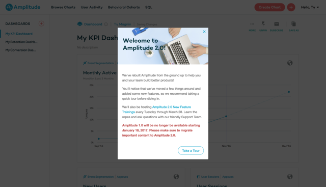 Amplitude welcome modal