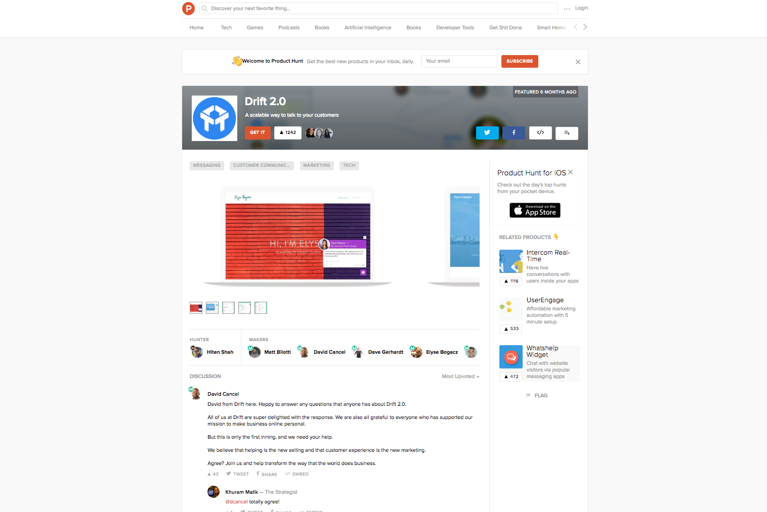 drift product hunt launch