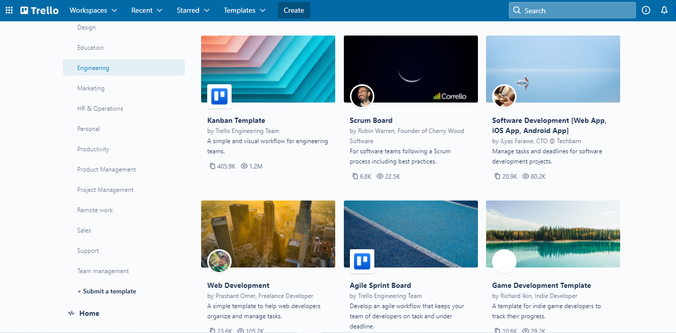 trello workspace screenshot