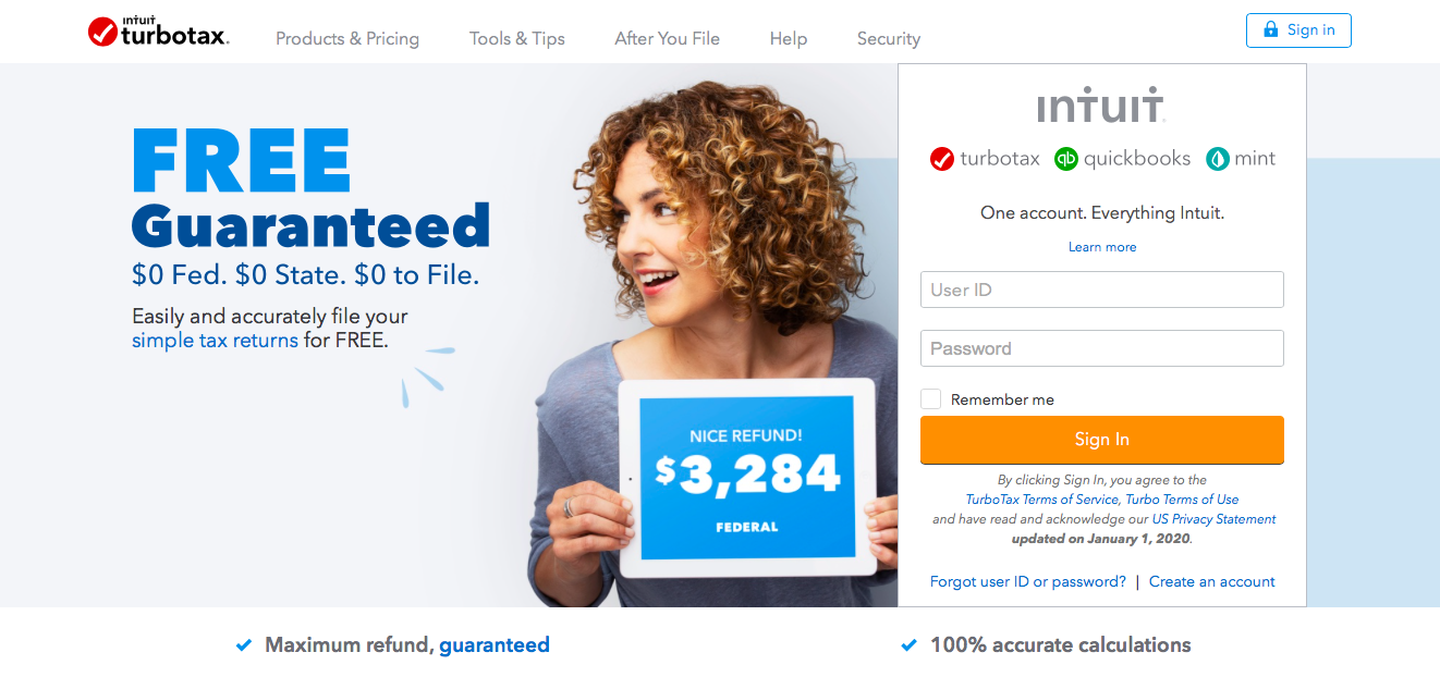 turbotax homepage marketing copy