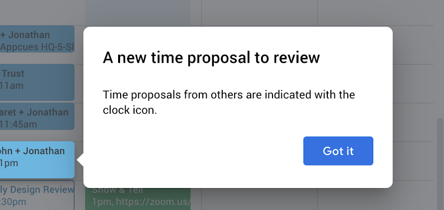 google calendar feature announcement tooltip new time proposal icon