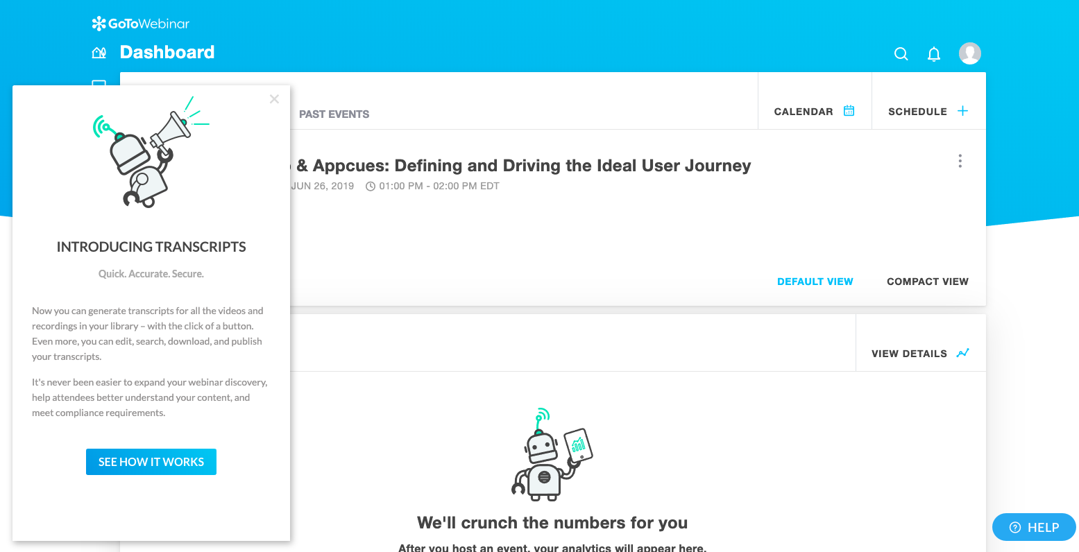 new feature release in-app announcement slideout