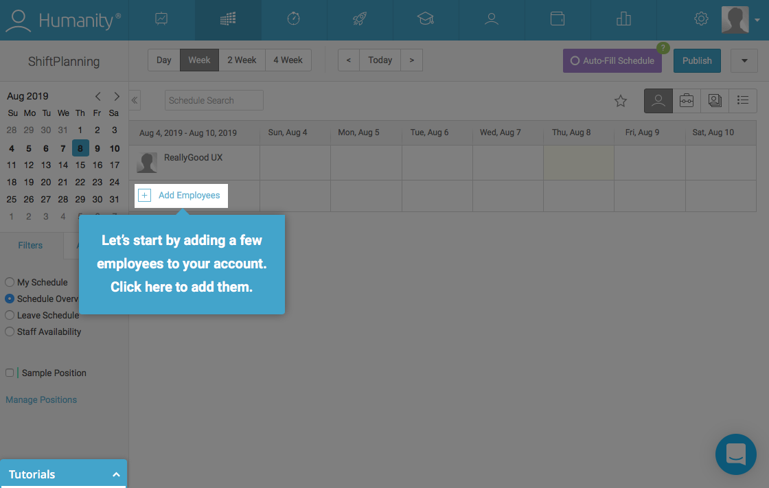 employee management platform dashboard walkthrough tooltip