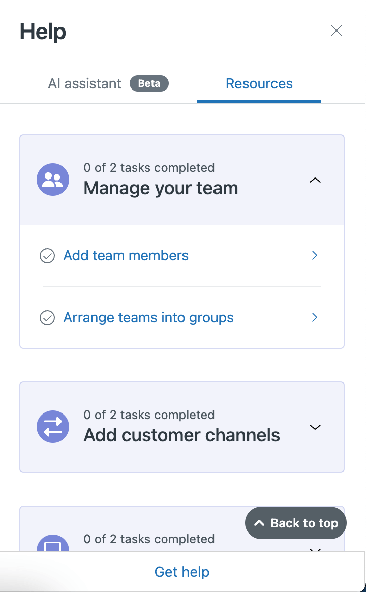 Zendesk in-app help resources