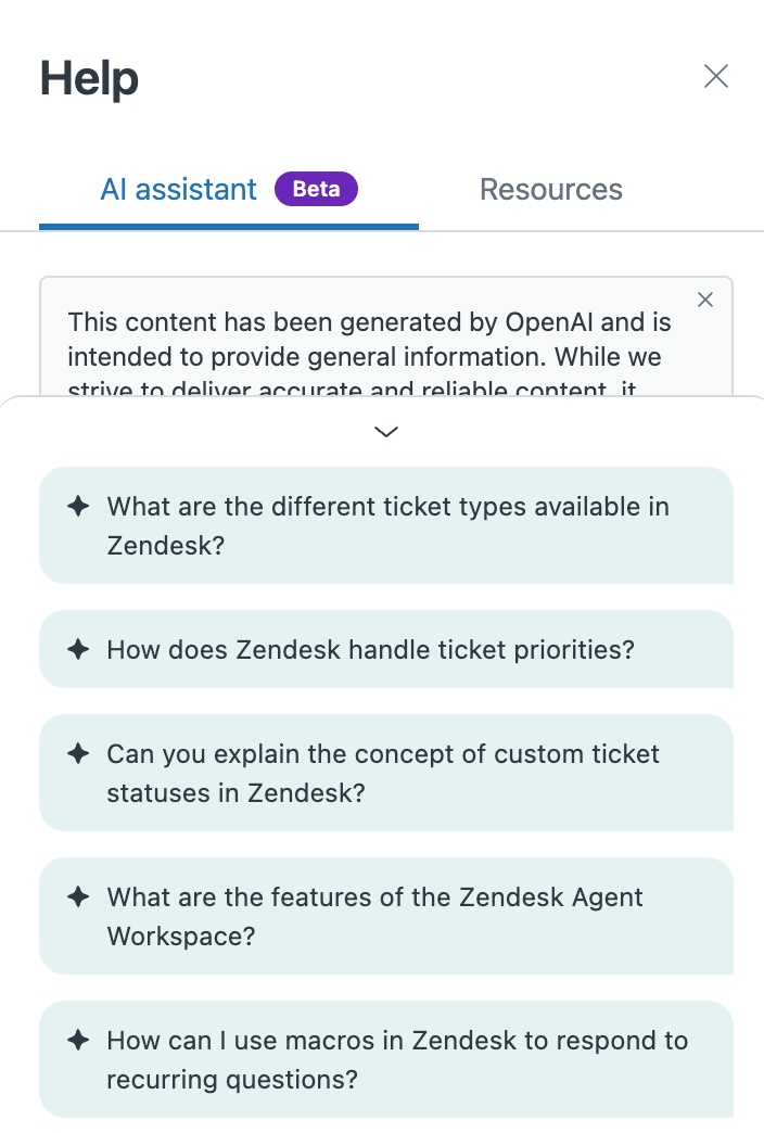 Zendesk in-app ai assistant