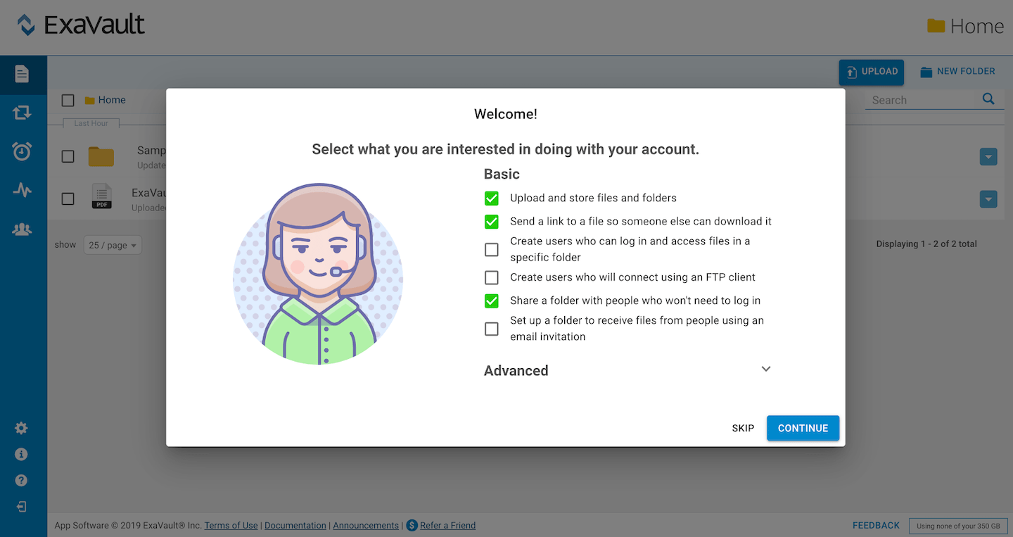 welcome modal in-app message personalizing checkbox user goals