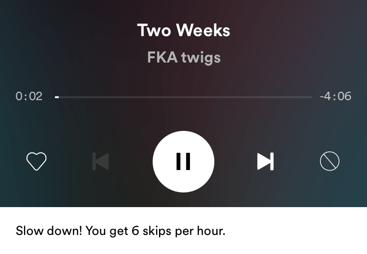spotify 6 skip song limit upgrade prompt mobile app