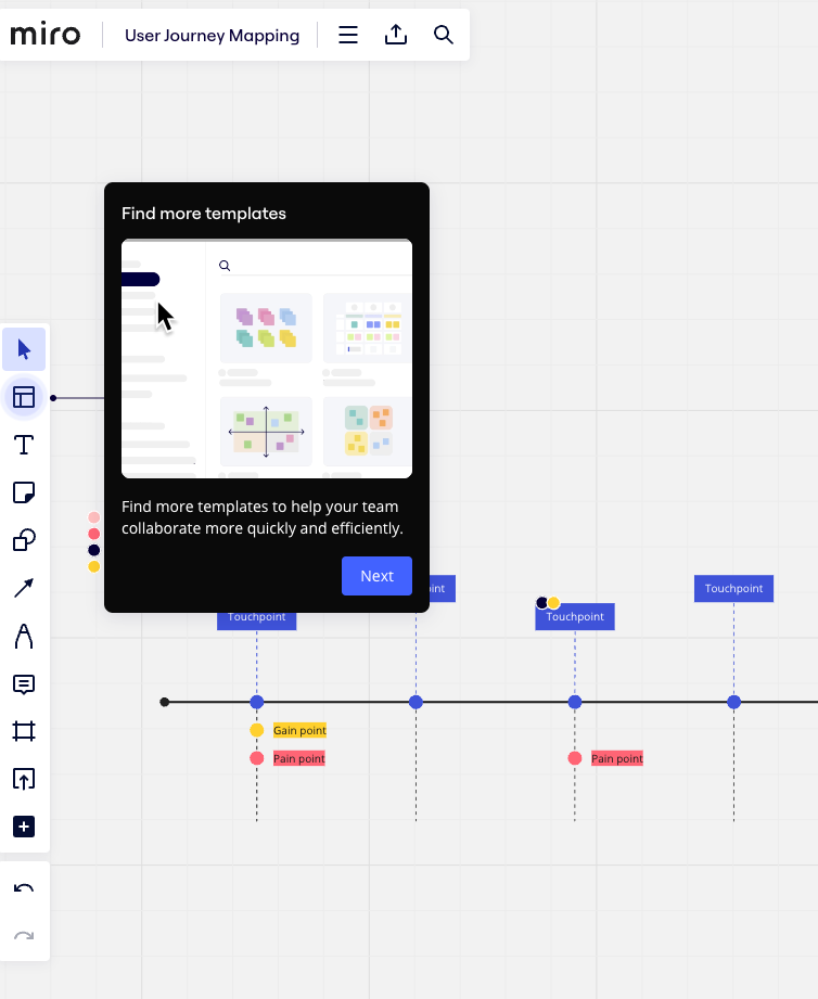 User journey mapping with Miro