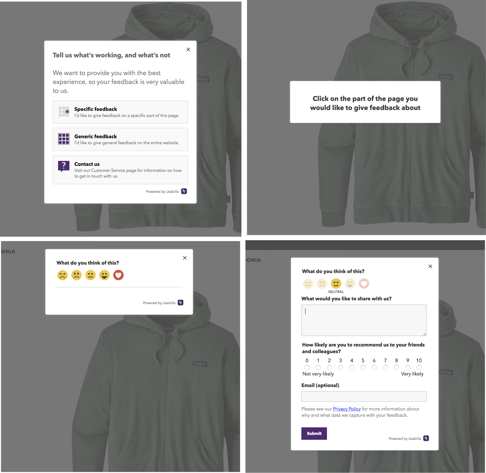 patagonia retail consumer feedback popup