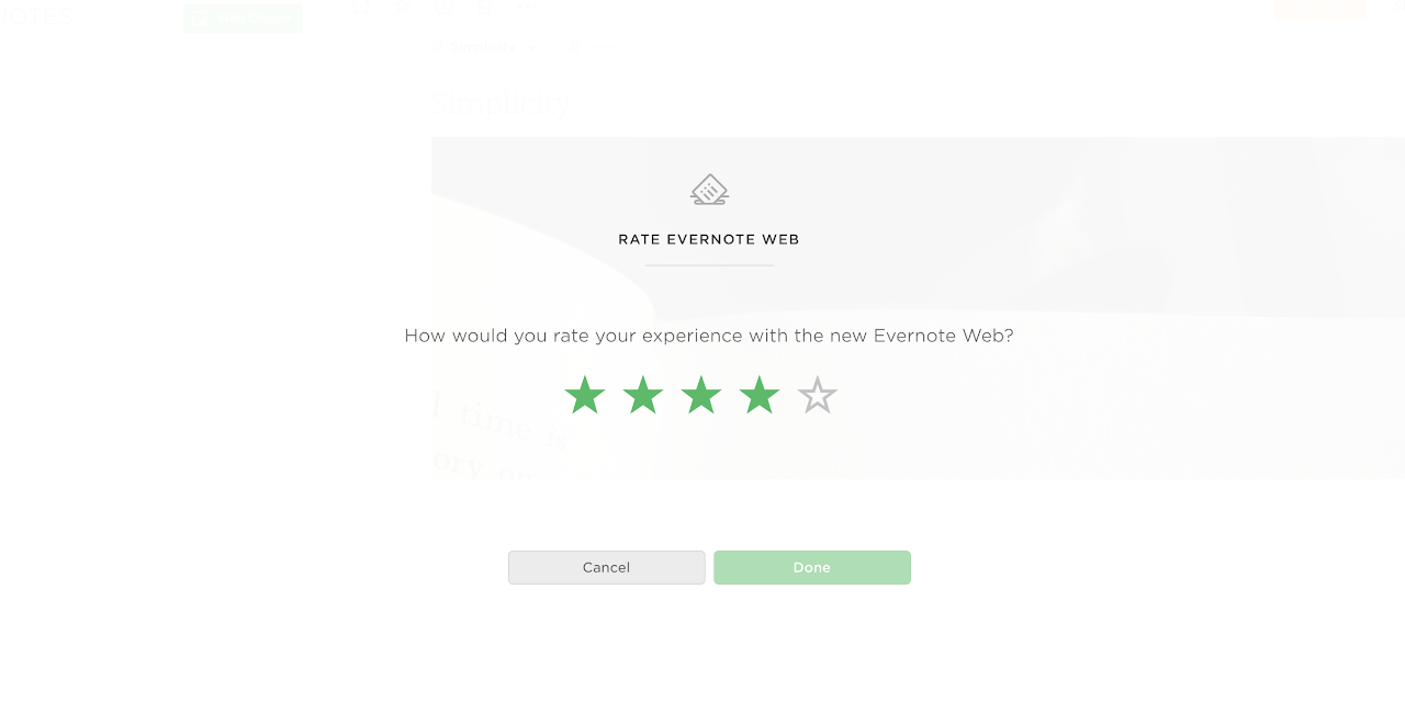 evernote web star rating feedback user survey