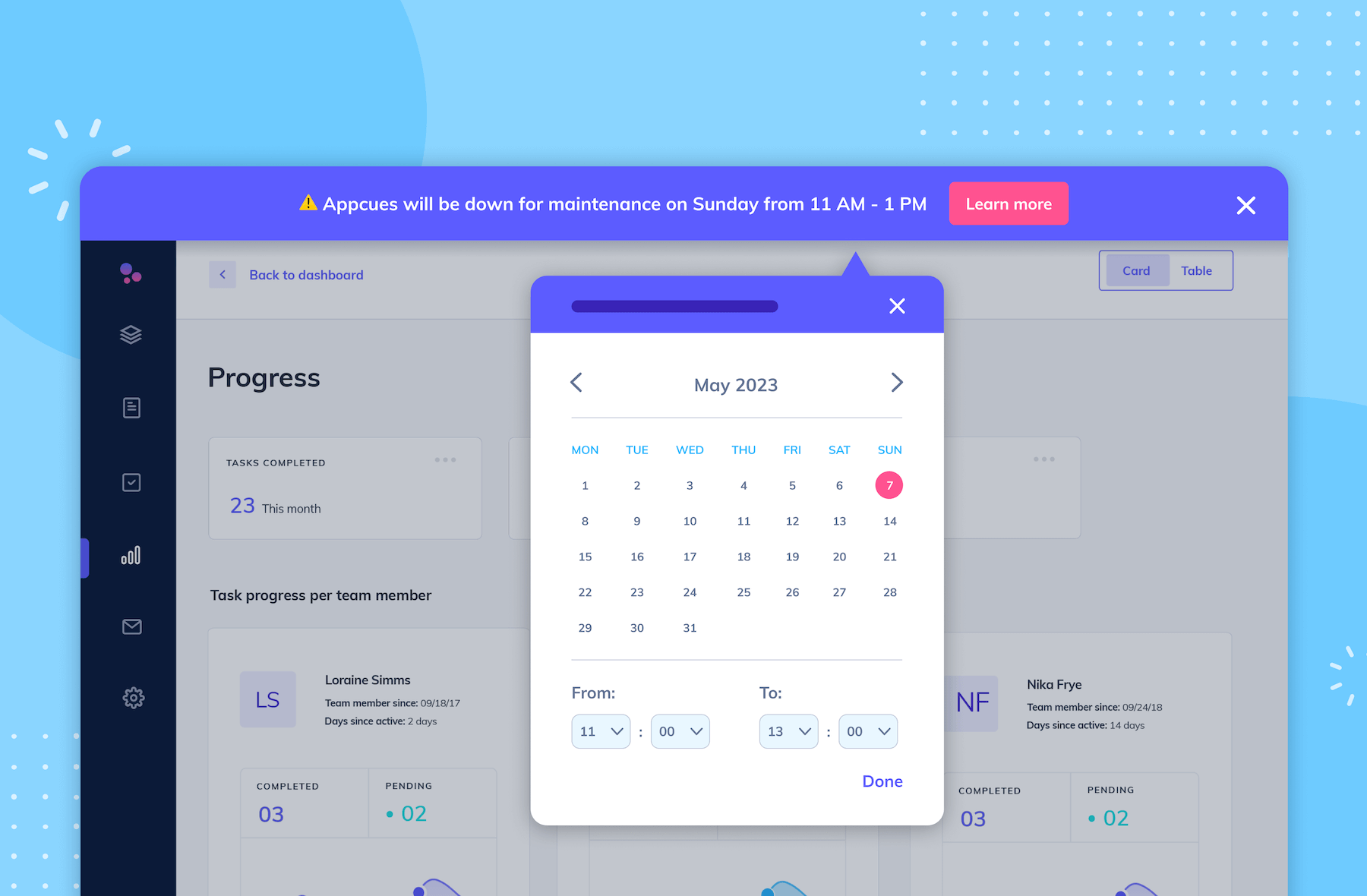 Appcues in-product banner to communicate important information