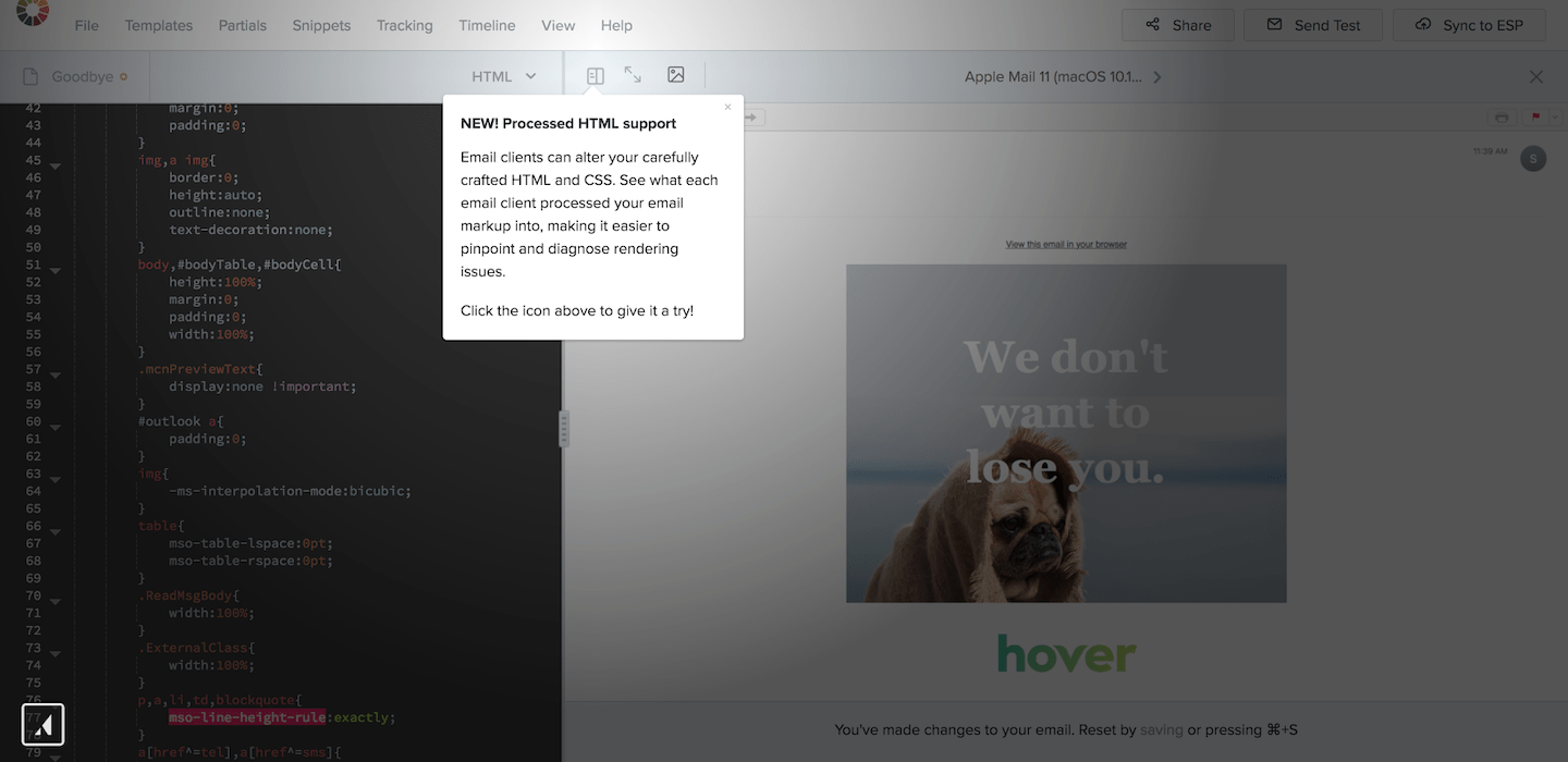 feature announcement tooltip message example from litmus