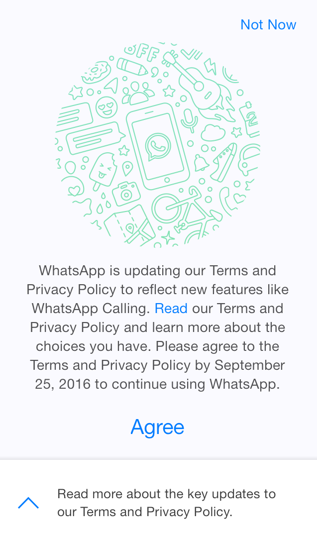 WhatsApp terms of agreement
