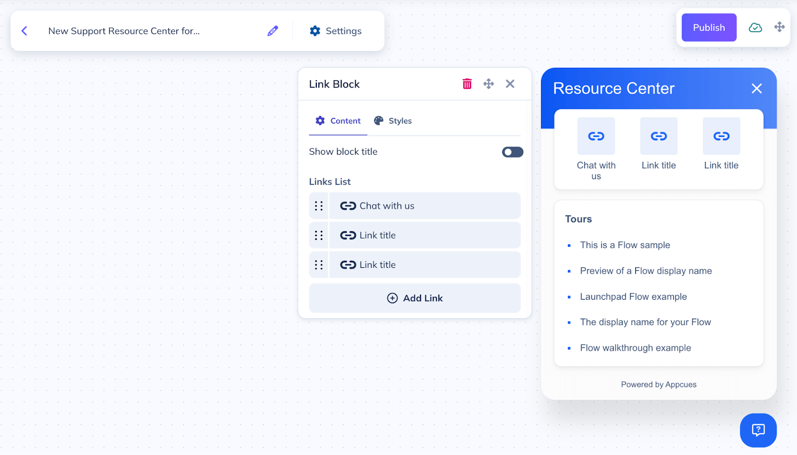 Adding links to an Appcues Launchpad
