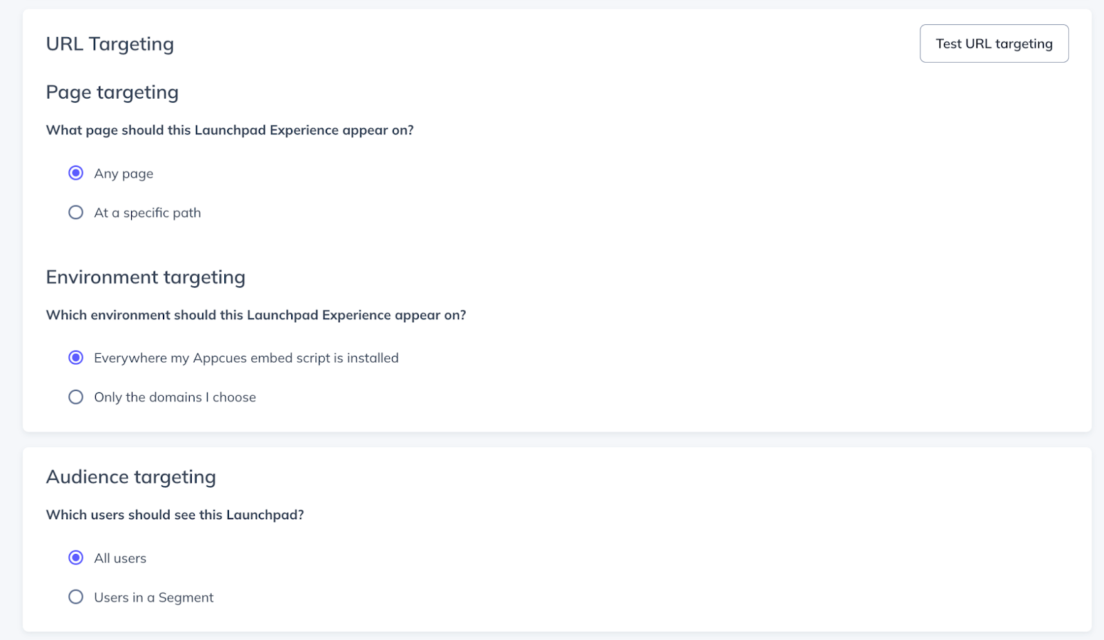 Setting up targeting in Launchpad