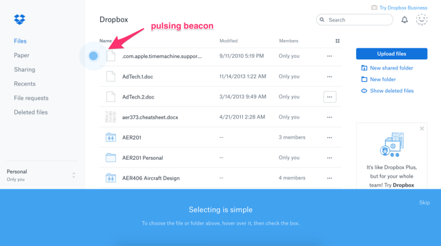 dropbox redesign product tour