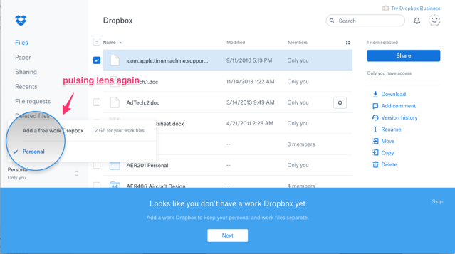 dropbox redesign product tour