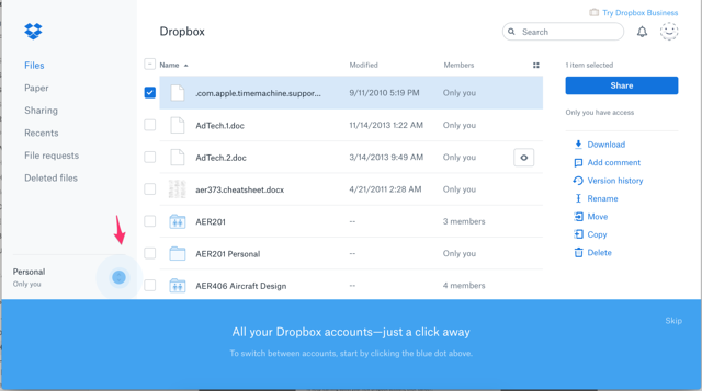 dropbox redesign product tour