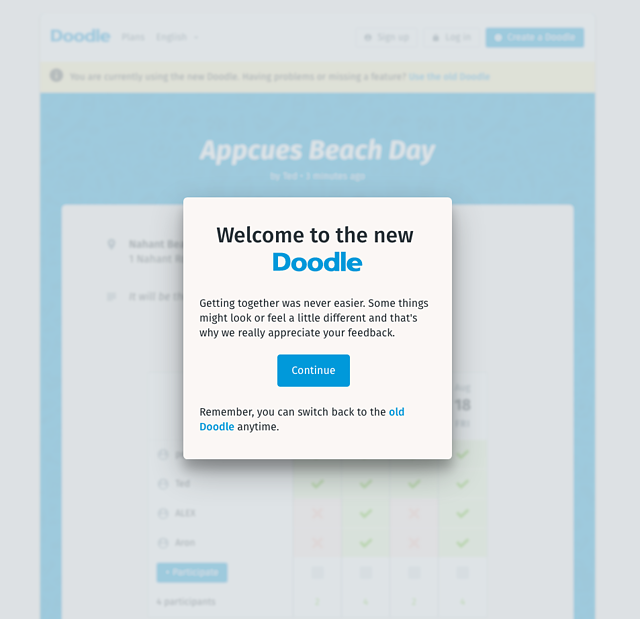 doodle new design modal