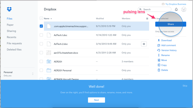 dropbox redesign product tour