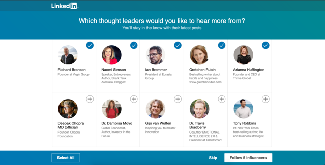 LinkedIn personalization thought leaders onboarding