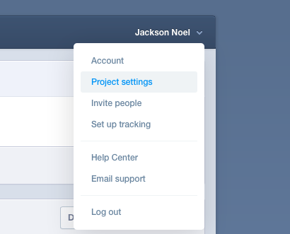 mixpanel project settings menu