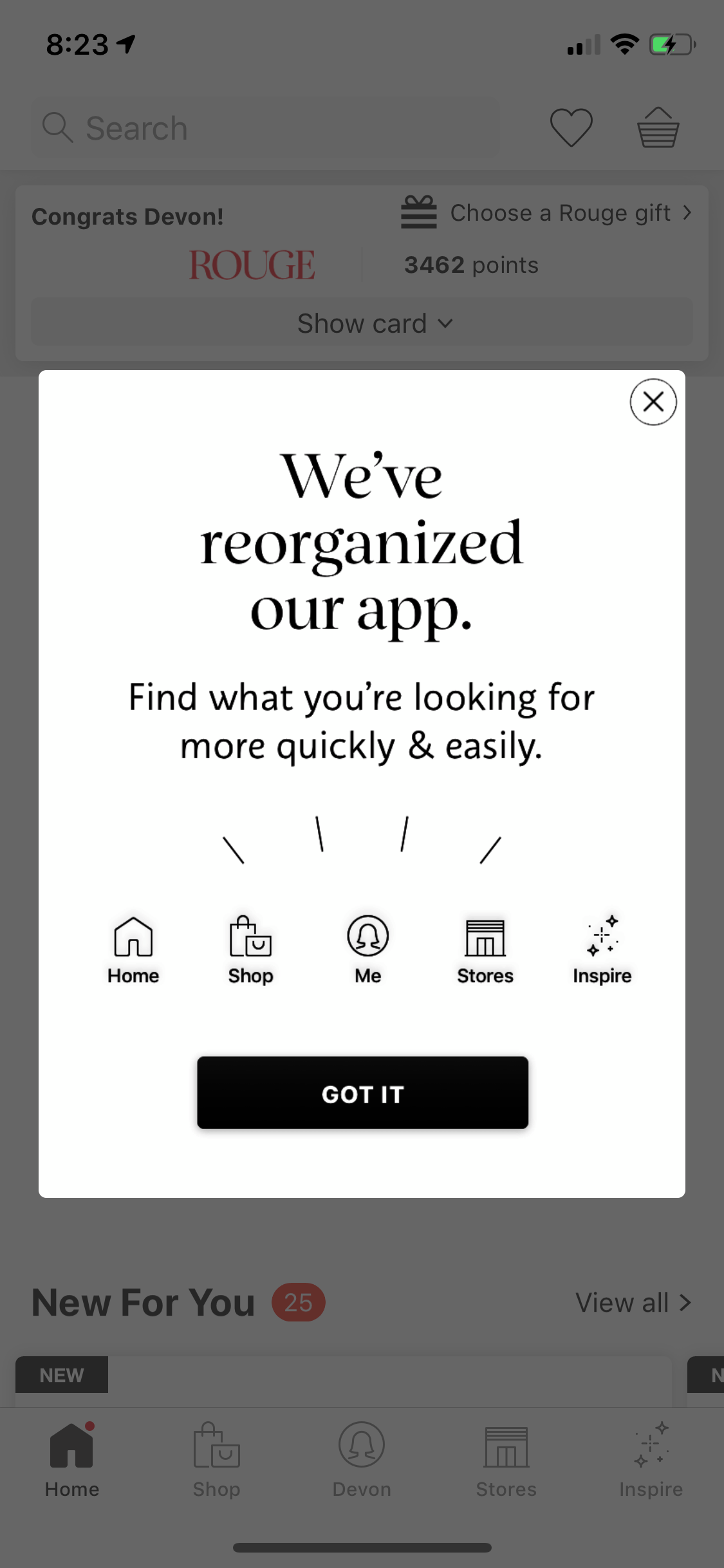 sephora mobile app redesign notification modal window design
