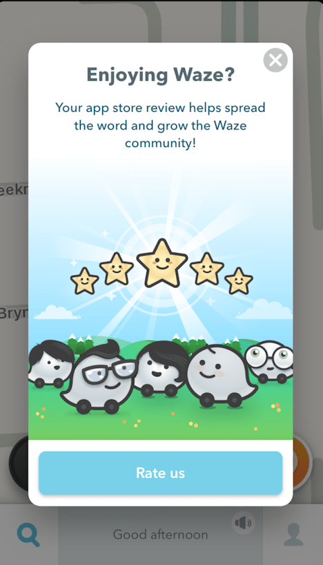 waze app store rating prompt in-app review request 
