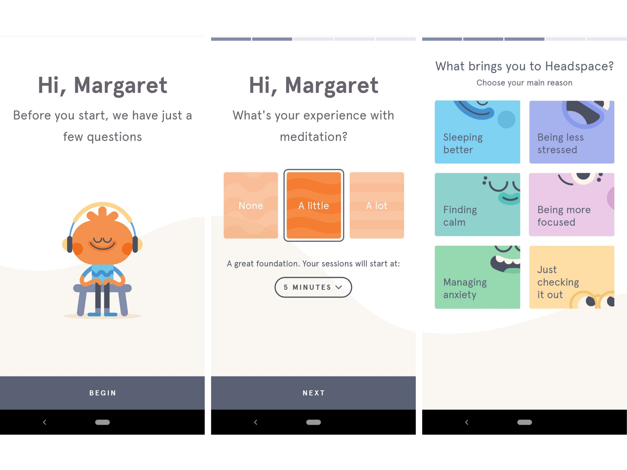headspace mobile app user onboarding example