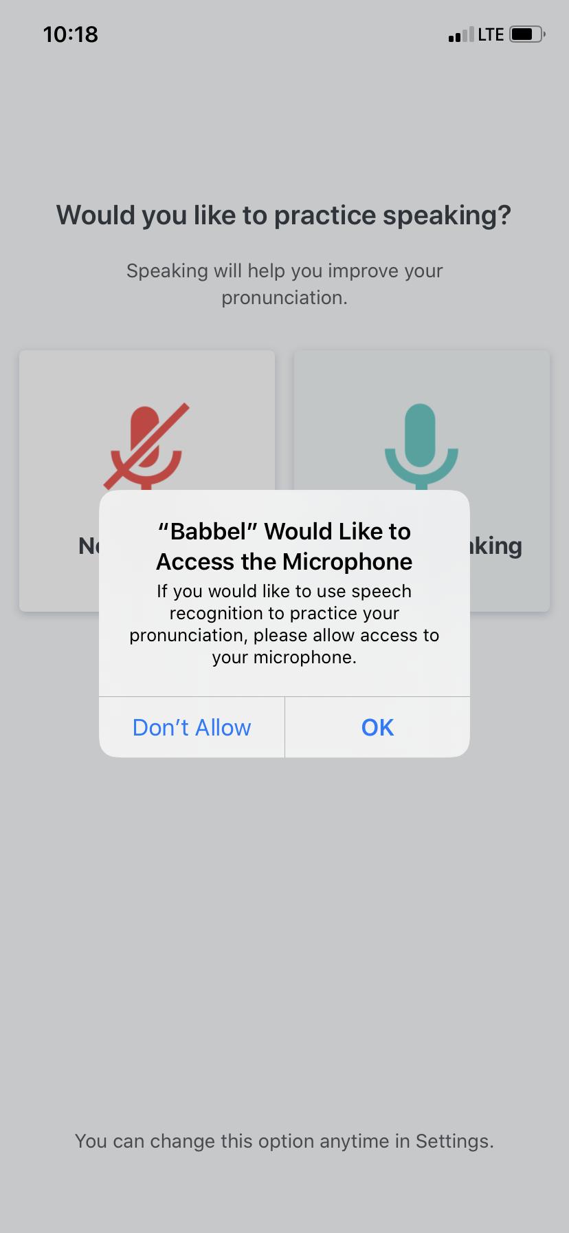 babbel microphone access permission priming context and mobile modal