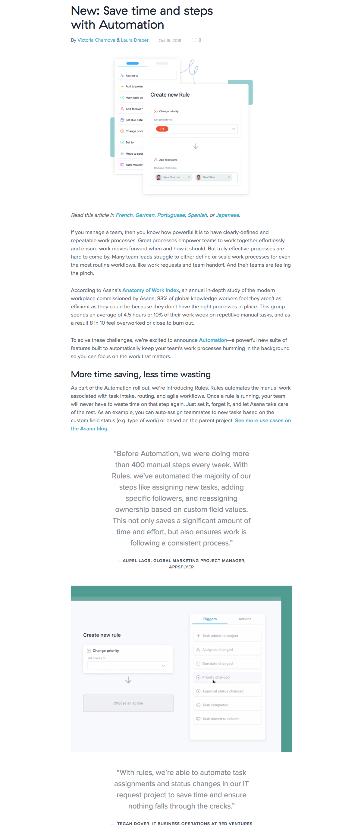 new feature release blog post example from asana
