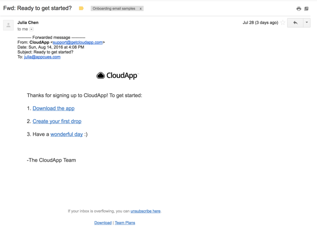 cloudapp onboarding email