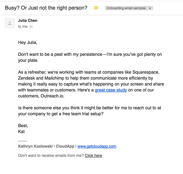 cloudapp onboarding email