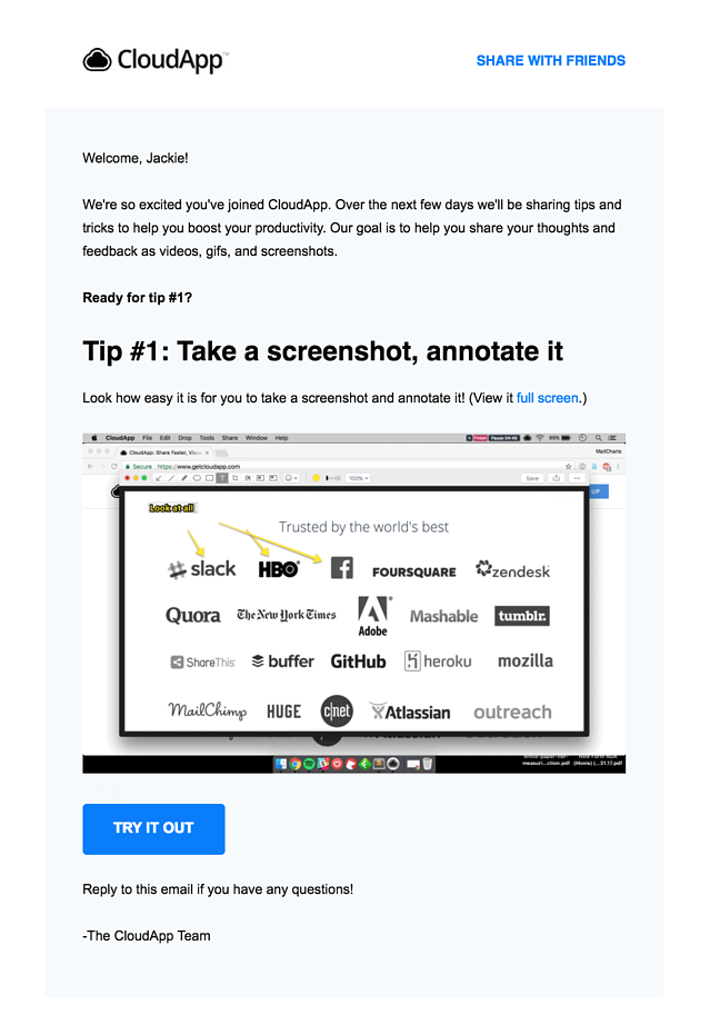 cloudapp onboarding email
