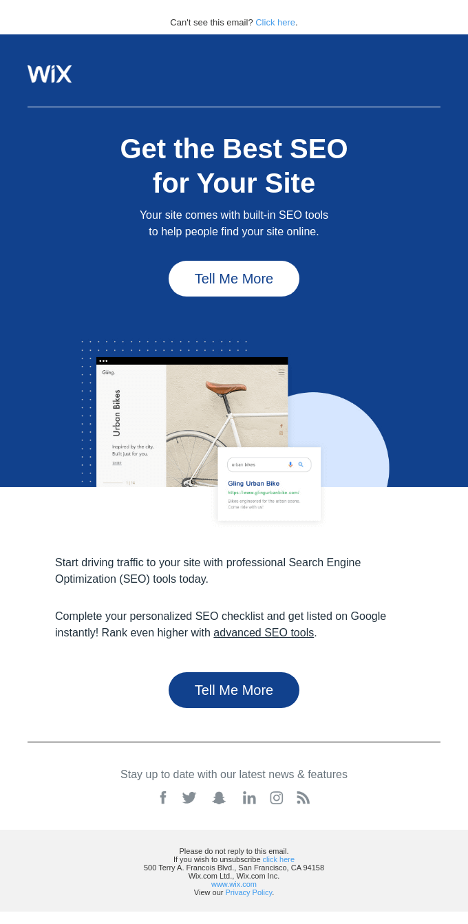 Wix user onboarding email