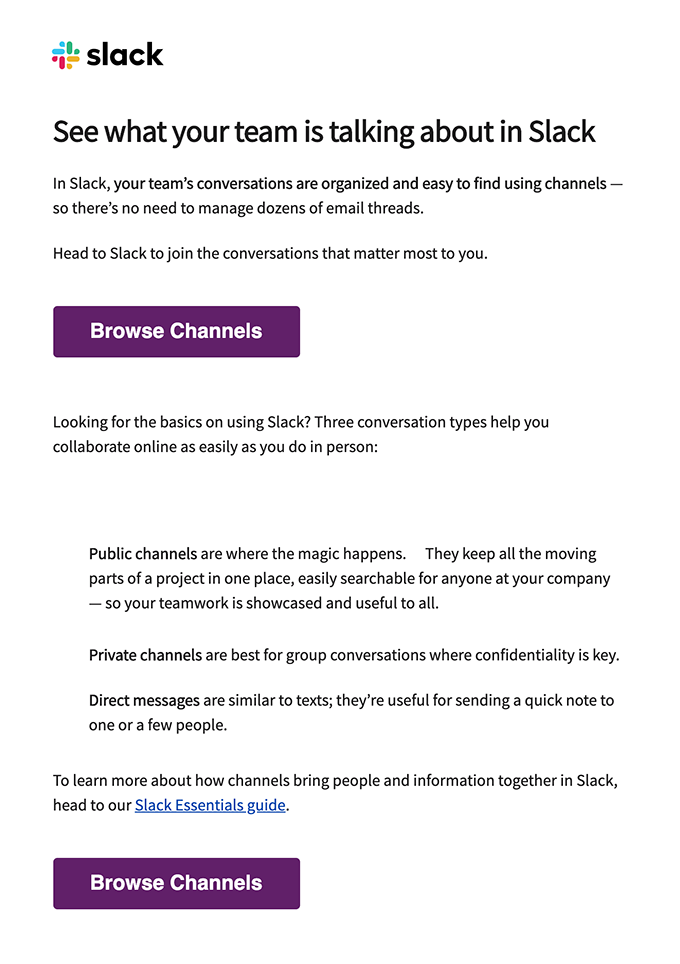 slack welcome email example