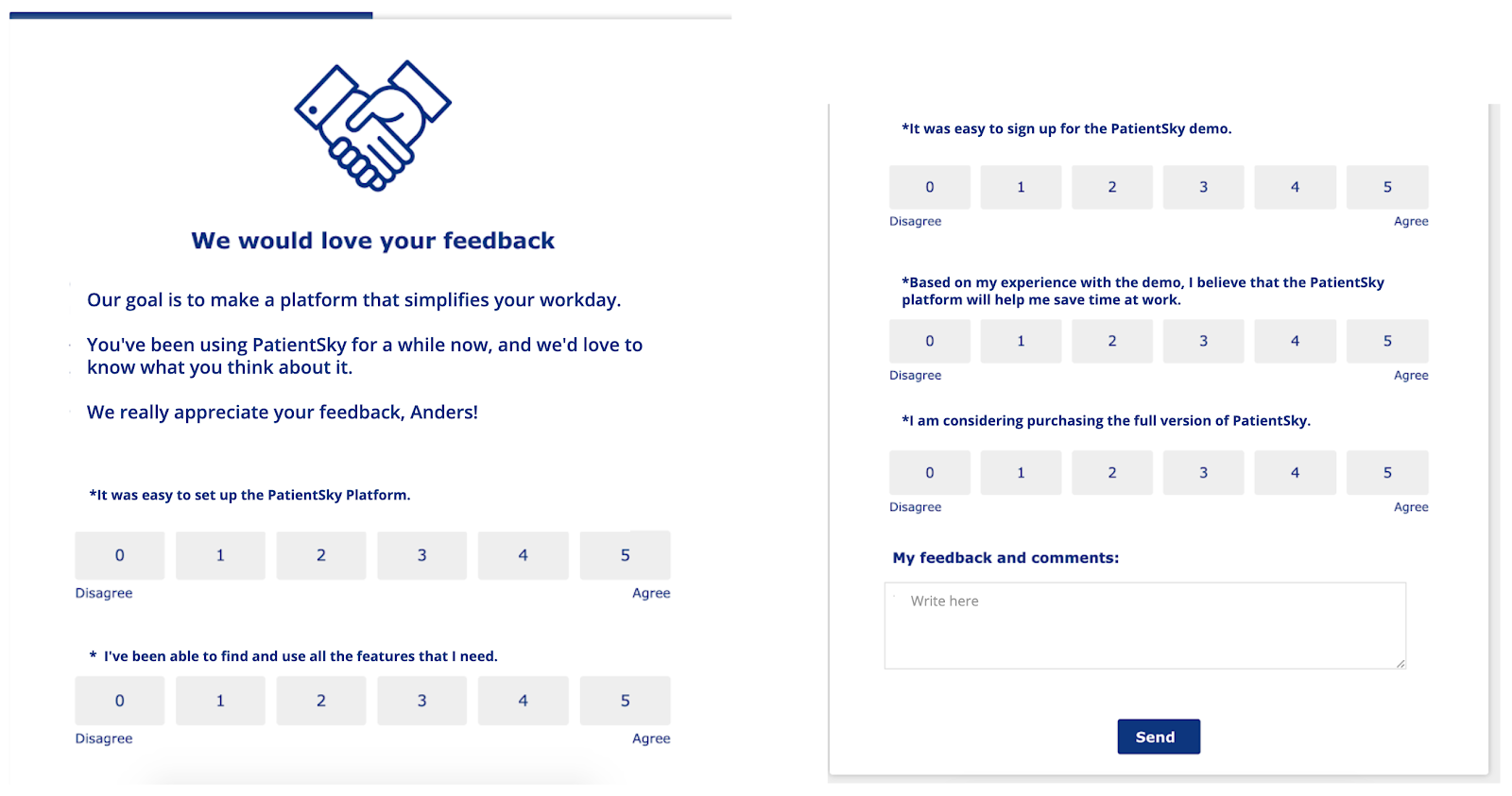 healthcare app in-product user survey csat ces score