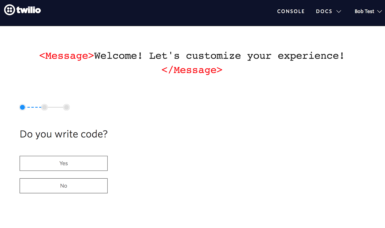 twilio user onboarding personalization question 1