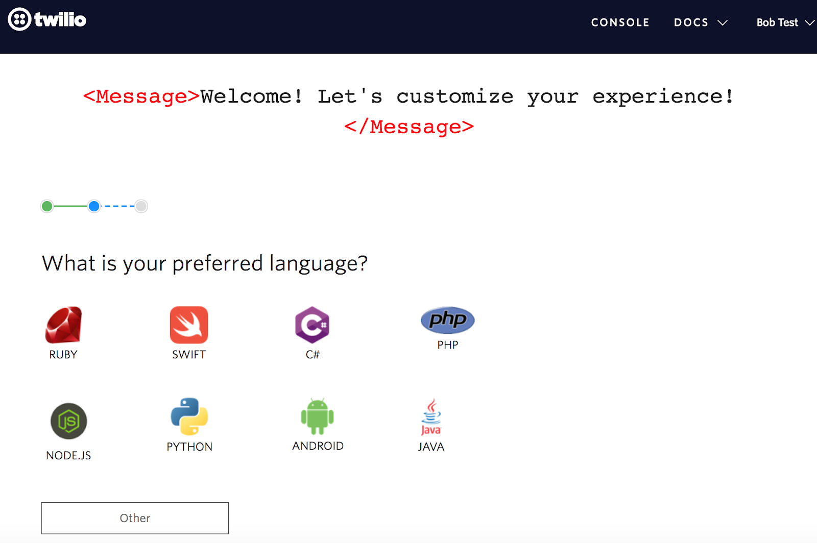 twilio user onboarding personalization question 2