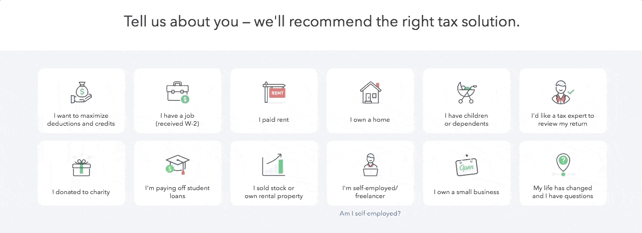 turbotax onboarding tell us about yourself personalizing questions