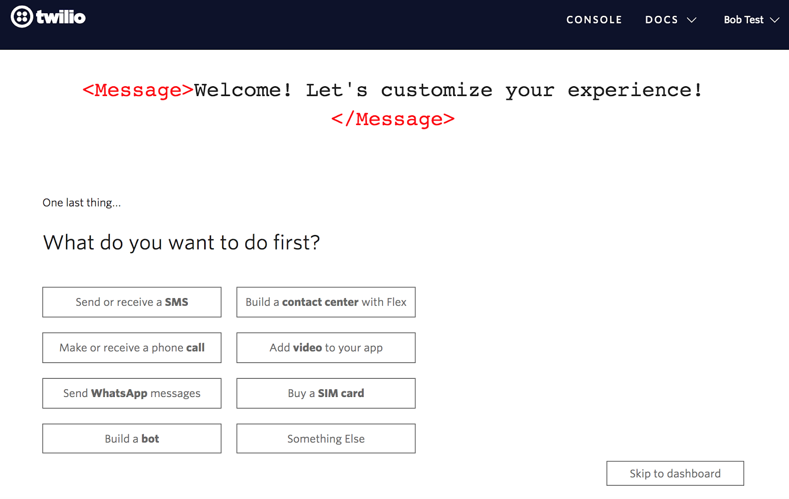 twilio user onboarding personalization question 4