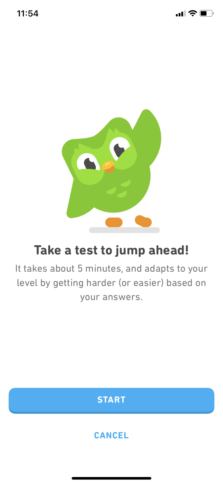duolingo user onboarding placement quiz